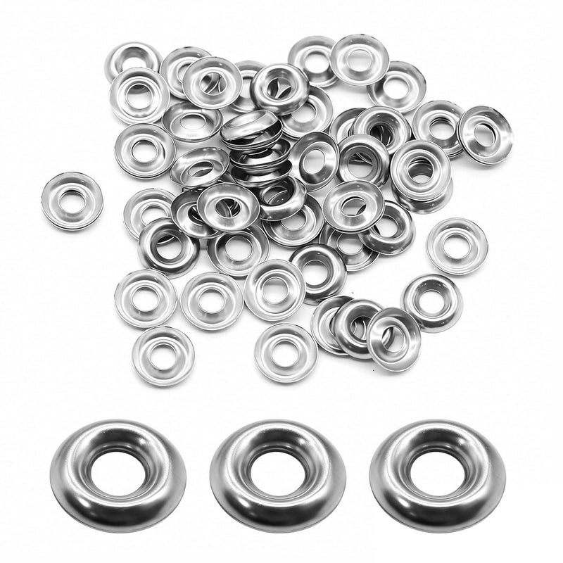 Seamaka 200 Pcs #8 Silver Finish Washers 304 Stainless Steel Finishing Washers Countersunk Cup - Image 1